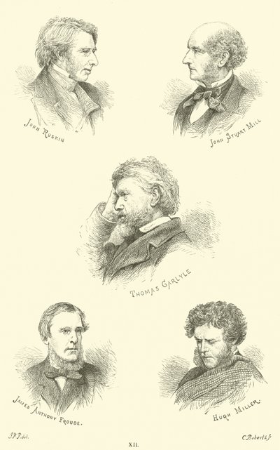 John Ruskin, John Stuart Mill, Thomas Carlyle, James Anthony Froude, Hugh Miller av English School