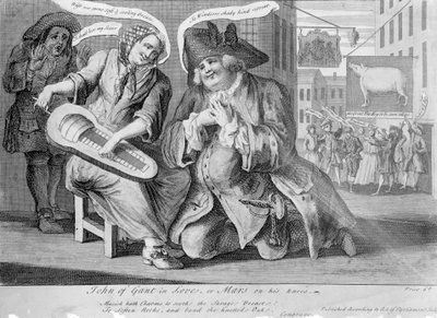 John of Gant in Love, eller Mars på knærne, 1749 av English School
