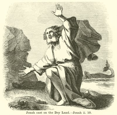 Jonah kastet på det tørre landet, Jonah, ii, 10 av English School
