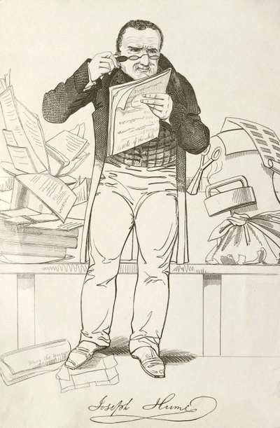 Joseph Hume , skotsk lege, politiker og radikal parlamentsmedlem (gravering) av English School