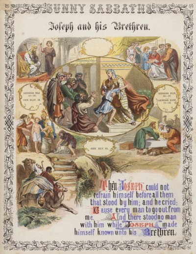 Joseph og hans brødre (farget gravering) av English School