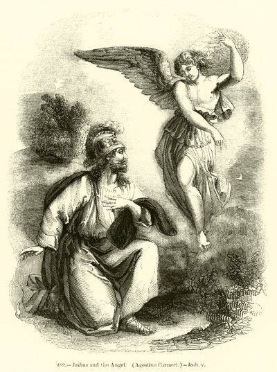 Joshua og engelen, Agostino Carracci, Joshua v (gravering) av English School