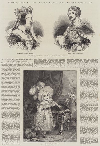 Jubileumsåret for dronningens regjeringstid, hennes majestets tidlige liv (gravering) av English School