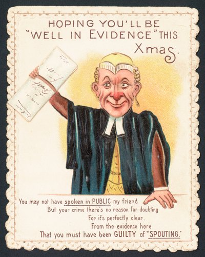 Dommer i retten, julekort av English School