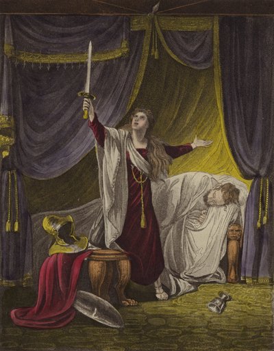 Judith halshugger Holofernes (farge litho) av English School
