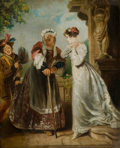 Juliet and the Nurse (olje på kort) av English School