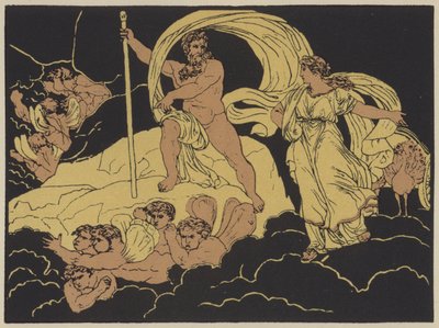 Juno og Aeolus (farge litho) av English School