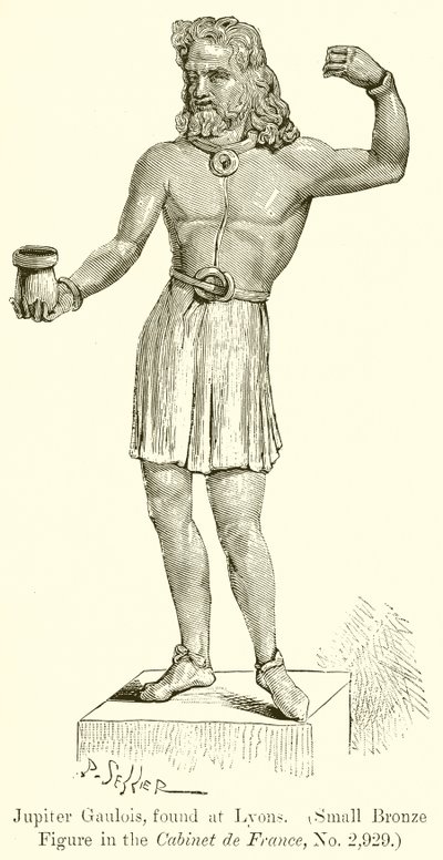 Jupiter Gaulois funnet i Lyon. (Liten bronsefigur i Cabinet de France, nr. 2929) (gravering) av English School
