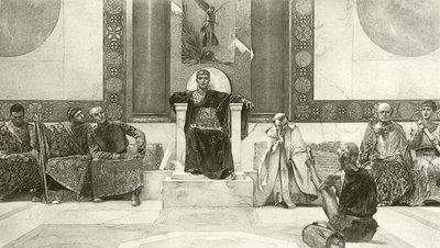 Justinian og hans råd (gravyr) av English School