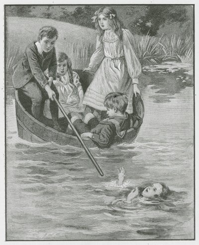 «#39;Hold deg stille! Jeg skal redde henne!#39;» (litografi) av English School