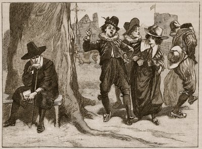 Holder søndag, ifølge King James Book of Sports, illustrasjon fra Cassells Illustrated History of England (sepia-bilde) av English School