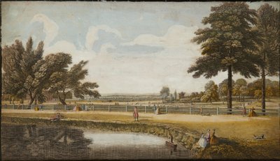 Kensington Gardens, ca. 1740-60 (håndfarget gravering) av English School