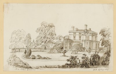 Kensington Palace Gardens; datert 27. august 1857 (blekk på papir) av English School