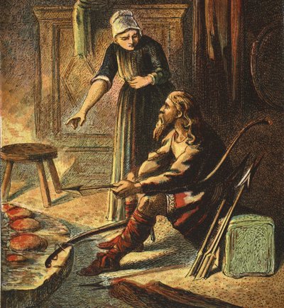 King Alfred and the Cakes, pub. 1890 av English School