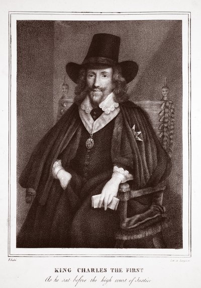 Kong Charles den første, Da han satt for Høyesterett, tilskrevet P. Sudre, gravert av de Langlume av English School