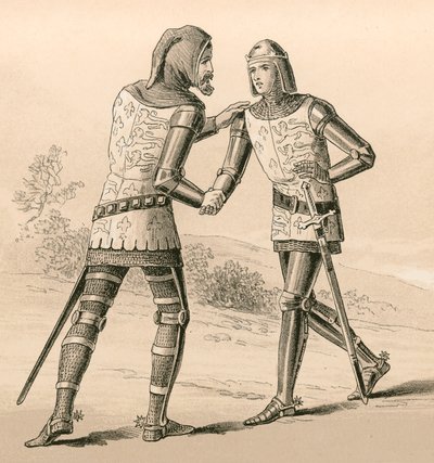 Kong Edward III hilser sin sønn, den svarte prinsen, etter slaget ved Crecy av English School