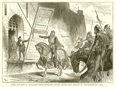 Kong Edward II frastøtt fra Stirling Castle etter slaget ved Bannockburn, 1314 av English School