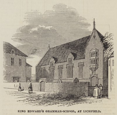 King Edward's Grammar-School, på Lichfield (gravering) av English School
