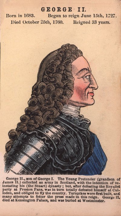 King George II (farget gravering) av English School