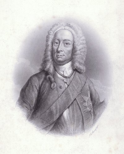 Kong George II (gravering) av English School