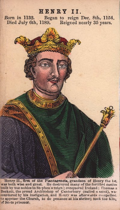 Kong Henry II (farget gravering) av English School