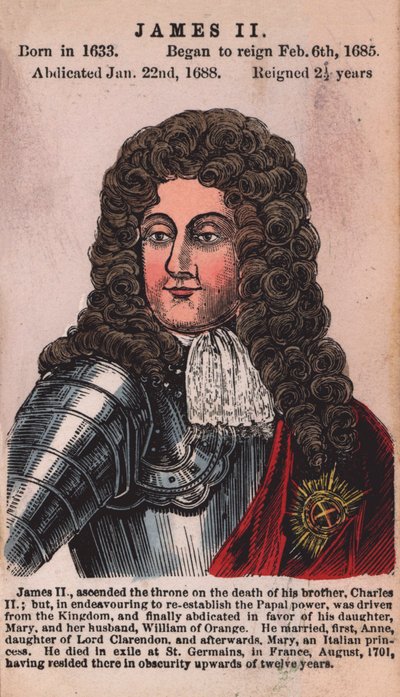 King James II (farget gravering) av English School