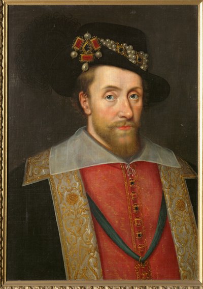 Kong James I av England og Skottland … (maleri på lerret) av English School