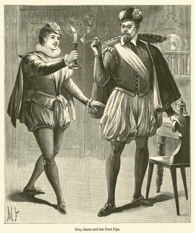 King James and his First Pipe (gravering) av English School