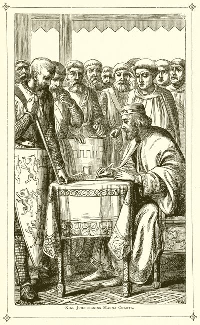 Kong John signerer Magna Charta av English School
