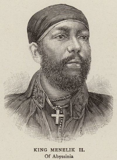Kong Menelik II (gravering) av English School