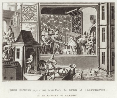 Kong Richard besøker sin onkel, hertugen av Gloucester, på slottet hans Pleshy av English School