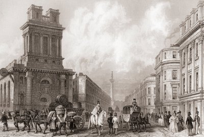 King William Street og St Mary Woolnoth, London, England av English School