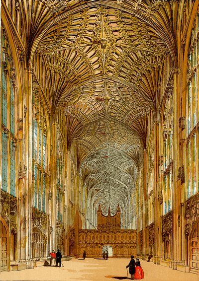 King#39;s College Chapel, Cambridge (farget gravering) av English School