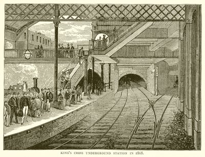 Kings Cross undergrunnsstasjon i 1868 av English School