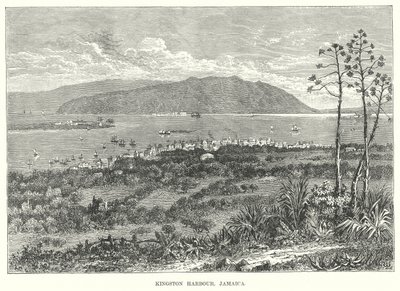 Kingston havn, Jamaica (gravering) av English School