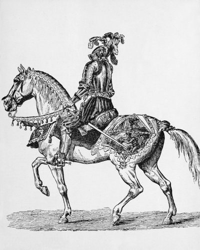 Ridder til hest i galladrakt fra 1400-tallet av English School