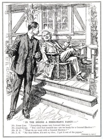 LLoyd George og Bonar Law diskuterer utsiktene til et stortingsvalg i februar 1920 av English School