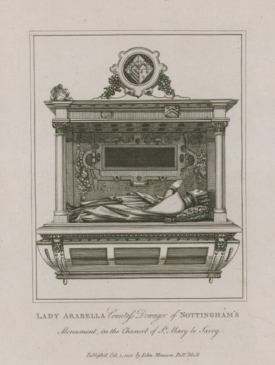 Lady Arabella, enkegrevinne av Nottinghams-monumentet i kapellet St Mary le Savoy av English School