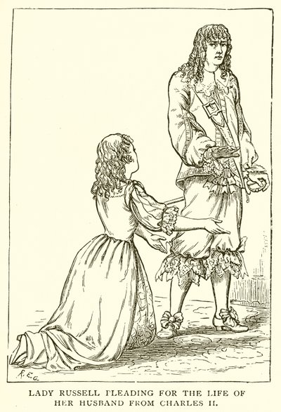 Lady Russell ber om livet til ektemannen fra Charles II av English School