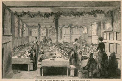Lamb and Flag Ragged School, fest for barna, 3. januar 1850 av English School