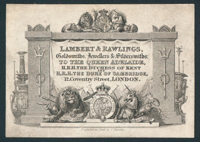 Lambert & Rawlings, gullsmeder, gullsmeder og sølvsmeder, fagkort av English School