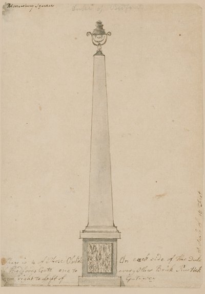 Lampe nær Bedford House, London, tatt ned i 1799 av English School