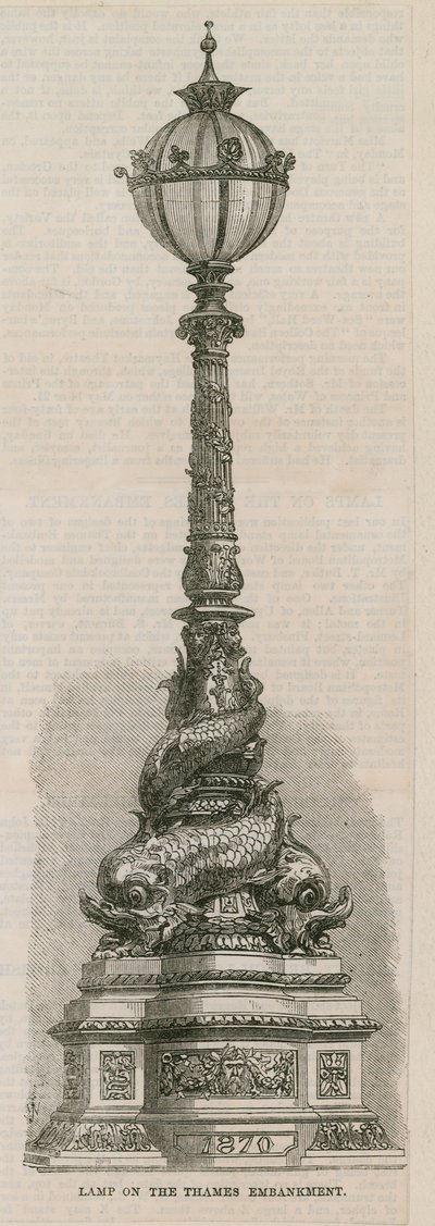 Lampe på Themsen Embankment, London av English School
