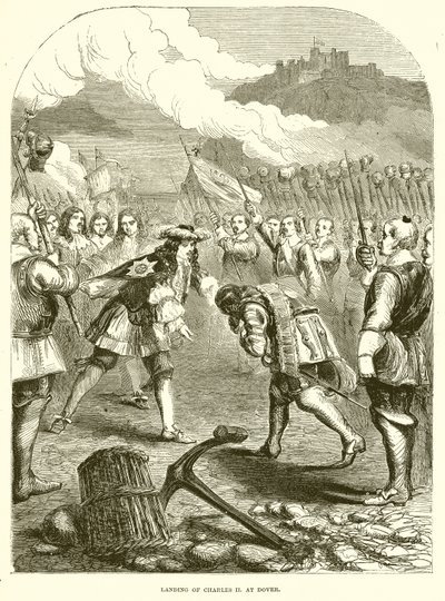 Landing av Charles II. ved Dover av English School