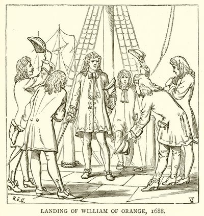 Landing av William av Orange, 1688 av English School
