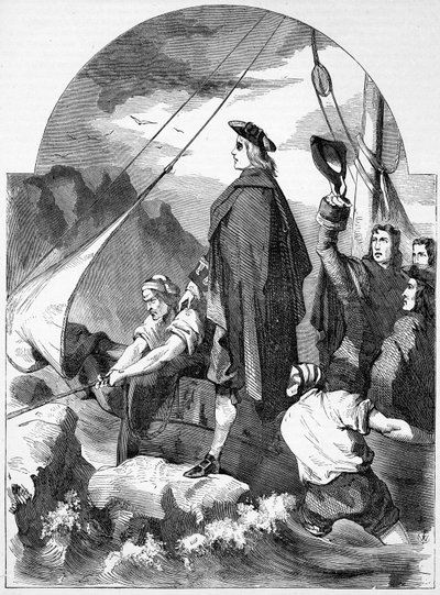 Landing av Chevalier de St. George i Skottland, illustrasjon fra 