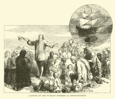 Landing av de puritanske fedrene i Massachusetts av English School