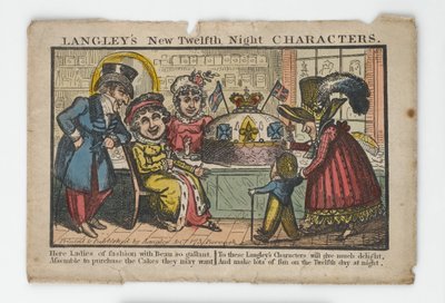 Langleys New Twelfth Night Characters Envelope, 1818 (håndfarget gravering) av English School