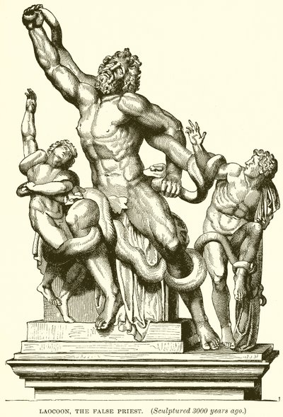 Laokoon, den falske presten. (Skulpert for 3000 år siden) (gravering) av English School