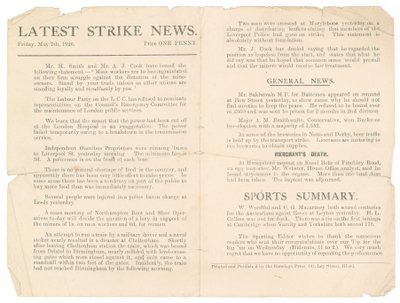 Neueste Streiknachrichten, 7. Mai 1926 von English School